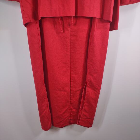 Vintage R & K Linen Blend Poppy Flower Dress Set, Size 14W - Picture 3 of 8